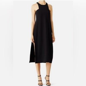 Milly Megan Dress Black Sleeveless Midi Dress Side Slit Cocktail Dress Size 6